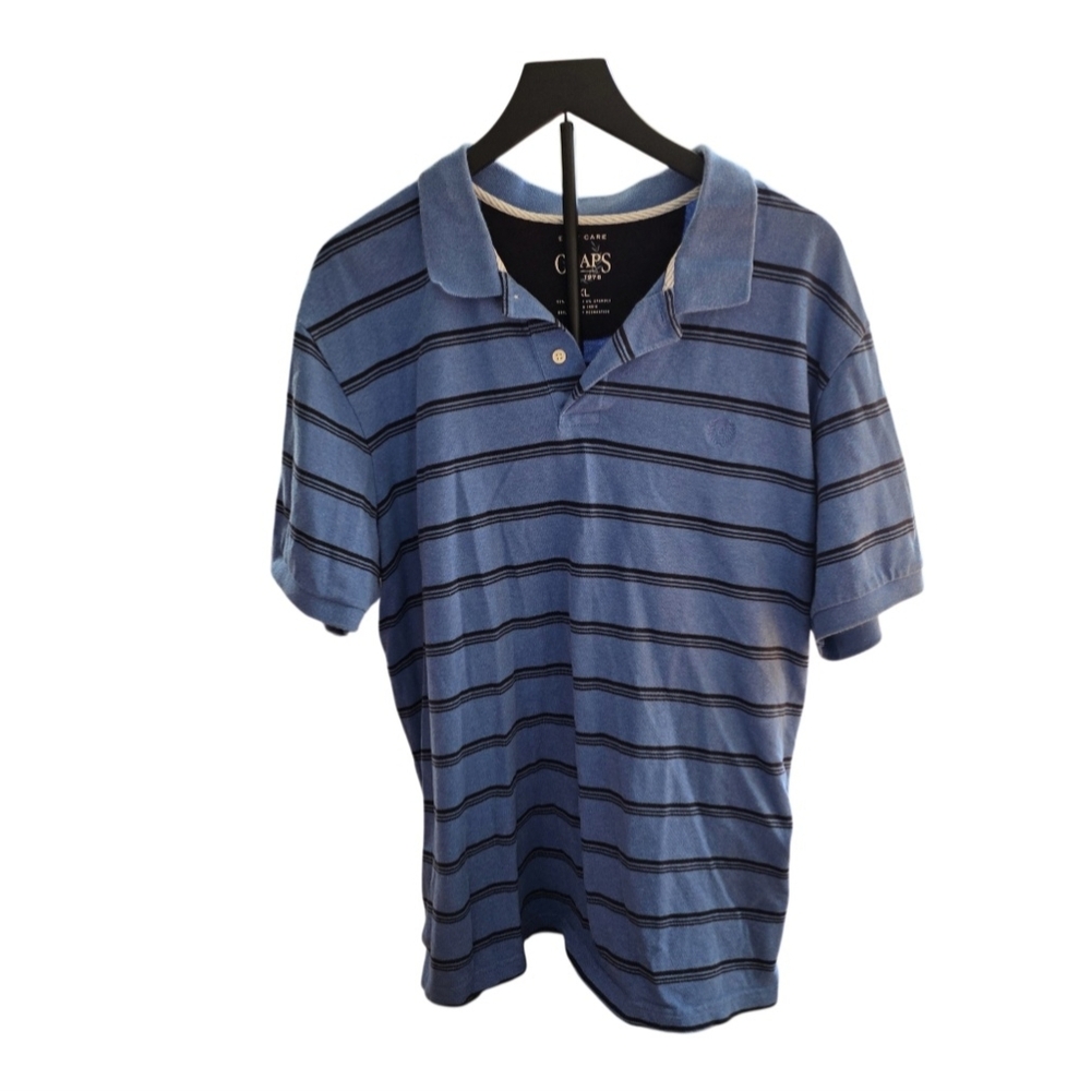 Men's Chaps Blue and Black Striped Polo Shirt Size XL